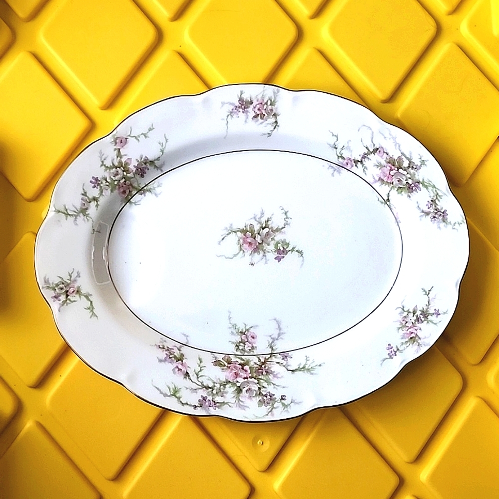 Haviland China Rosalinde Pattern 12" Platter Pink Roses Beautiful 1940's